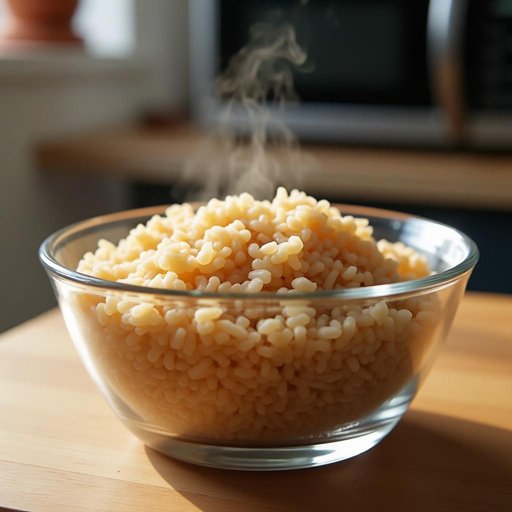 Perfect microwave brown rice - fluffy and nutritious with natural nutty brown color
